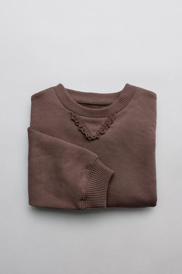 WAFFLE-DETAIL SWEATSHIRT - Chocolate by Zara