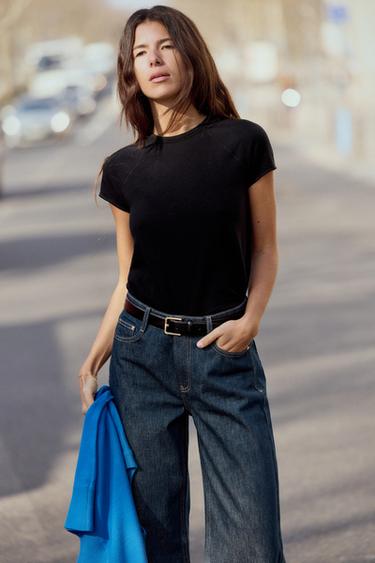SLUB KNIT COTTON T-SHIRT - Black by Zara
