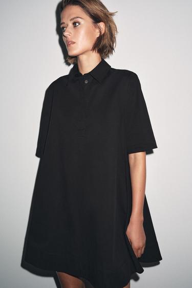 ZW COLLECTION POPLIN SHORT DRESS - Black by Zara
