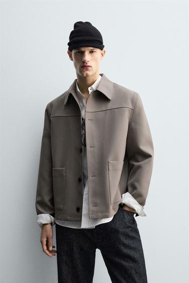 RELAXED FIT OVERSHIRT WITH POCKETS - Mink by Zara