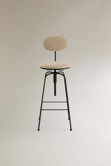 SWIVEL STOOL WITH BACK - Black / Ecru by Zara - Image 0