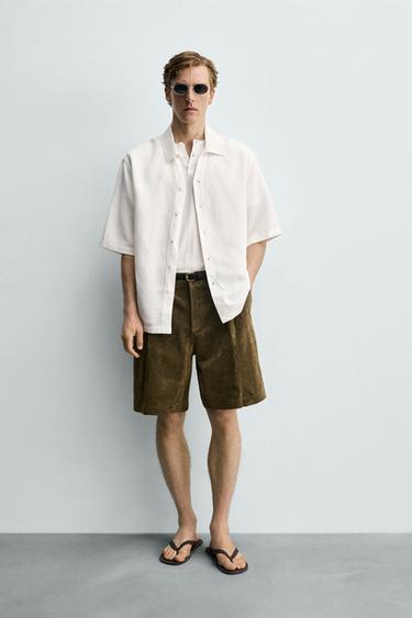 FLUID VISCOSE/LINEN SHIRT - Oyster-white by Zara - Image 0
