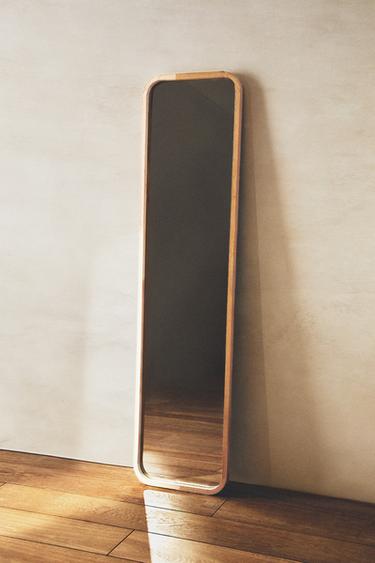 ROUND FULL LENGTH MIRROR WITH FRAME - Light beige by Zara