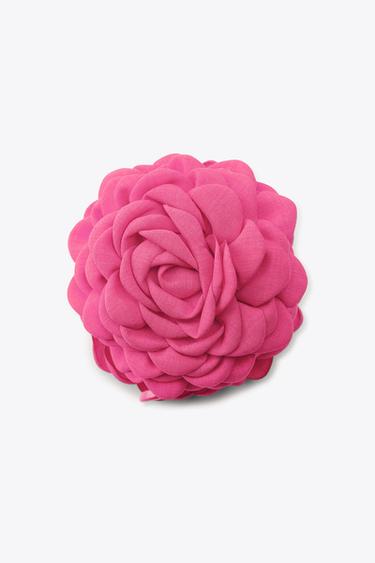 FLOWER FABRIC SHEEPSKIN HAIR CLIP - Fuchsia by Zara