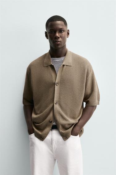 TEXTURED KNIT SHIRT - Stone by Zara