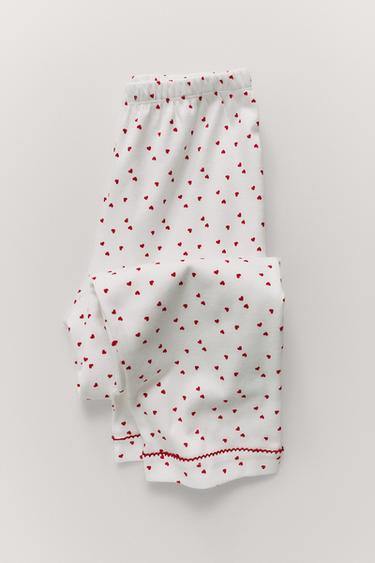 AGES 6-14 / HEART PRINT PYJAMAS - Ecru by Zara