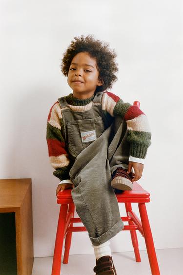 STRIPED WOOL BLEND KNIT JUMPER - Ecru / Maroon by Zara