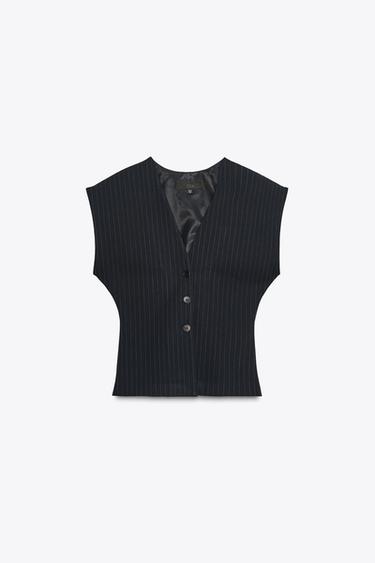PINSTRIPE WAISTCOAT - Navy blue by Zara
