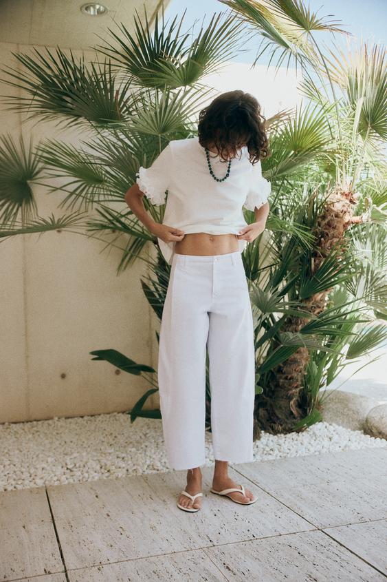 Z1975 BARREL-LEG JEANS - White by Zara - Image 0