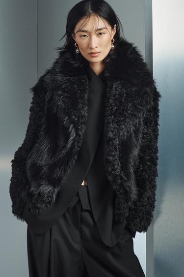 SHORT FAUX FUR COAT ZW COLLECTION - Black by Zara