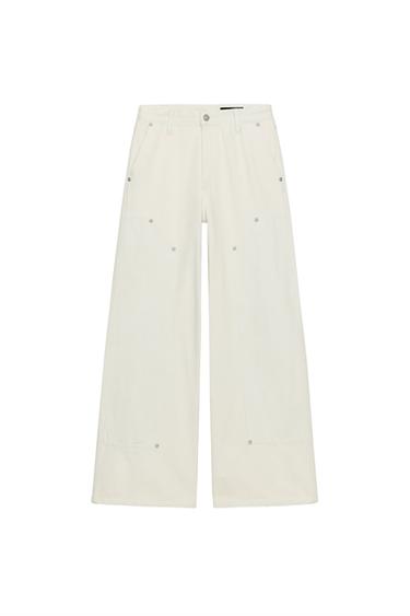 ZW COLLECTION MID-WAIST JEANS WITH BELT LOOP - Ecru by Zara