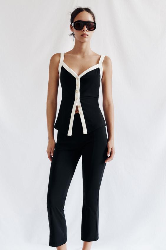 FLARED SEAM DETAIL LEGGINGS - Black by Zara - Image 0