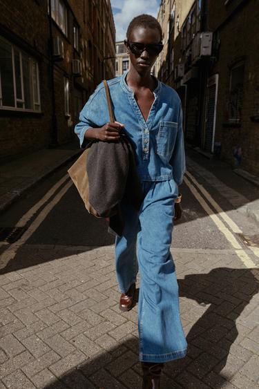 Z1975 MID-WAIST WIDE-LEG JEANS - Mid-blue by Zara