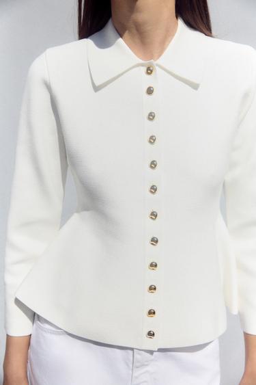 PLAIN PEPLUM CARDIGAN - White by Zara