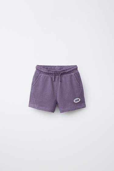 GARMENT-DYED BERMUDA SHORTS WITH PATCH - Purple by Zara
