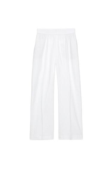 STRAIGHT TROUSERS WITH LINEN - Oyster-white by Zara