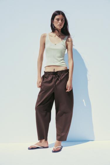 BARREL TROUSERS - Dark brown by Zara - Image 0