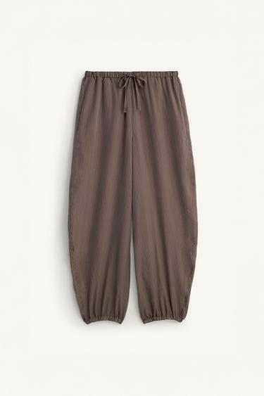 VISCOSE-CUPRO STRIPED BALLOON FIT TROUSERS - striped by Zara