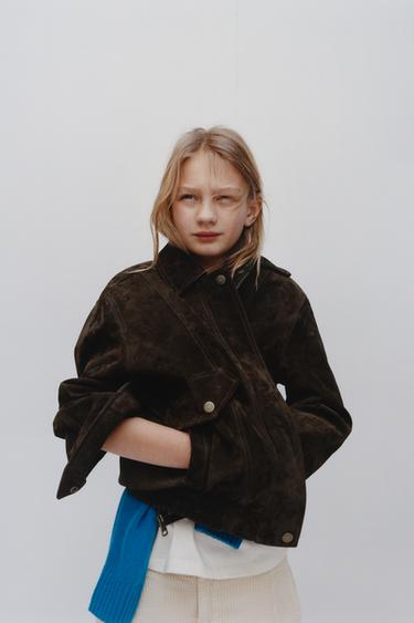 100% LEATHER JACKET - Chocolate by Zara