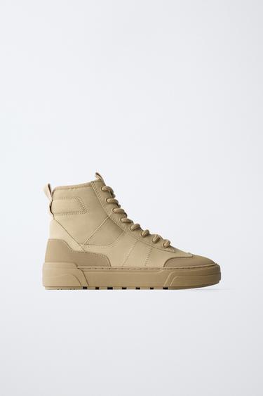 TECHNICAL HIGH-TOP SNEAKERS - Brown by Zara