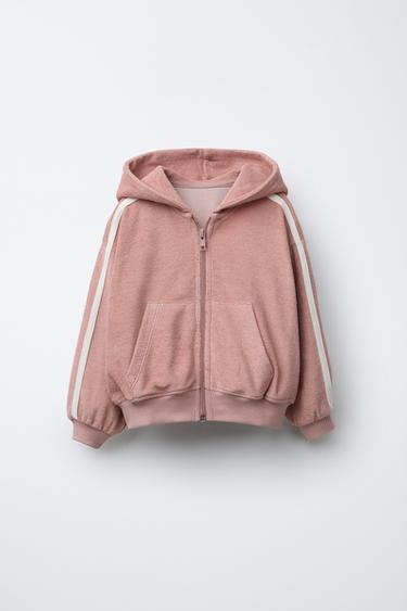 TOWELLING JACKET WITH CONTRAST PIPING - Pale pink by Zara - Image 0
