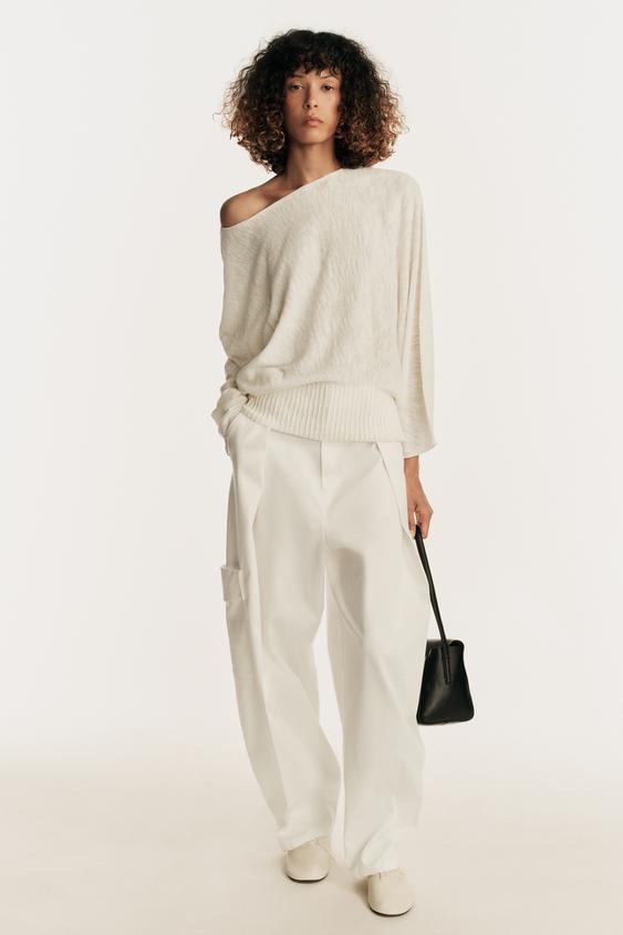 KNIT JUMPER WITH VOLUMINOUS SLEEVES - Ecru by Zara - Image 0