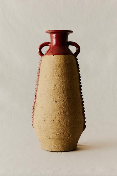 DECORATIVE TERRACOTTA VASE WITH HANDLES - Red by Zara