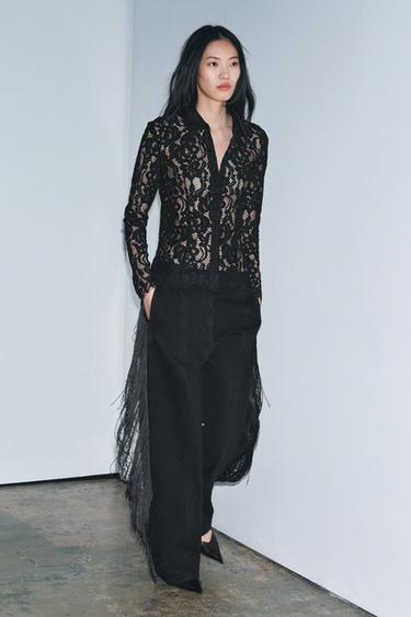 ZW COLLECTION LACE SHIRT - Black by Zara