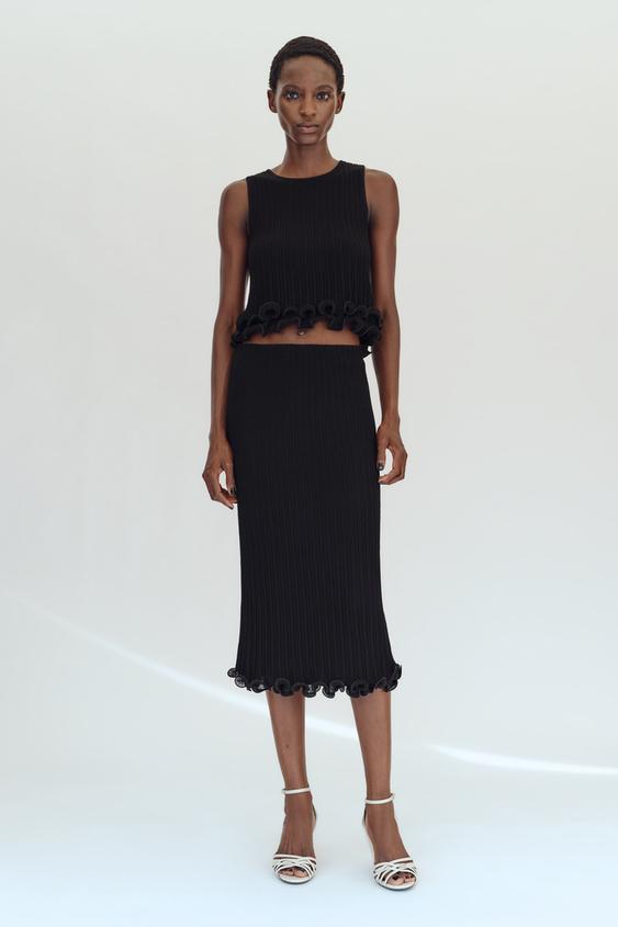 DOUBLE-LAYER KNIT MIDI SKIRT - Black by Zara - Image 0