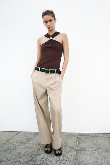 CARROT FIT TROUSERS WITH BELT - Sand by Zara - Image 0