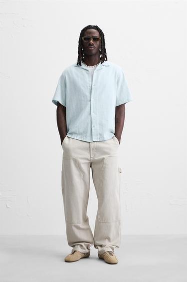 STRIPED JACQUARD SHIRT - Light blue by Zara