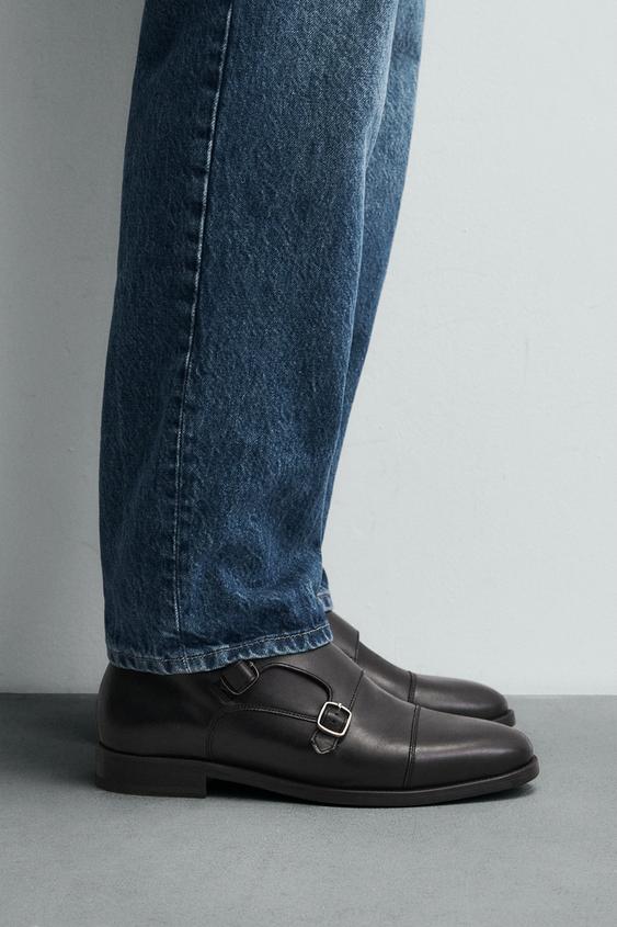 LEATHER DOUBLE MONK STRAP SHOES - Black by Zara - Image 0
