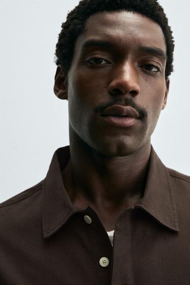 LYOCELL/COTTON POLO SHIRT - Brown by Zara