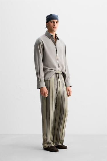 LIMITED EDITION VISCOSE STRIPE SHIRT - Grey by Zara