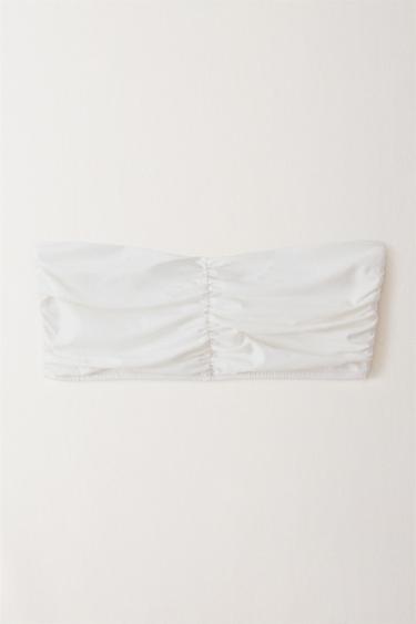 GATHERED BEACH BIKINI TOP - Ecru by Zara