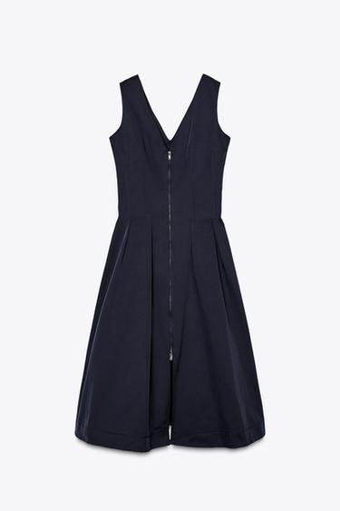 ZW COLLECTION ZIP-UP MIDI DRESS - Navy blue by Zara