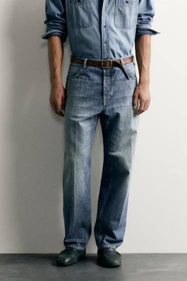 RELAXED FIT PRESSED JEANS - Blue by Zara