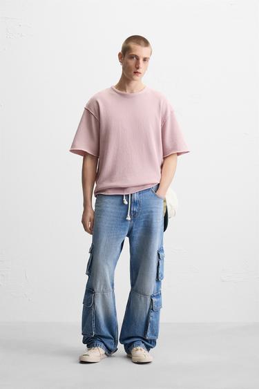 REVERSE EFFECT KNIT T-SHIRT - Pale pink by Zara - Image 0