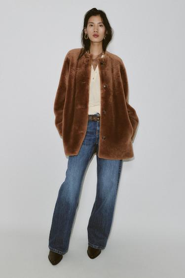 100% REVERSIBLE LEATHER COAT - Brown by Zara
