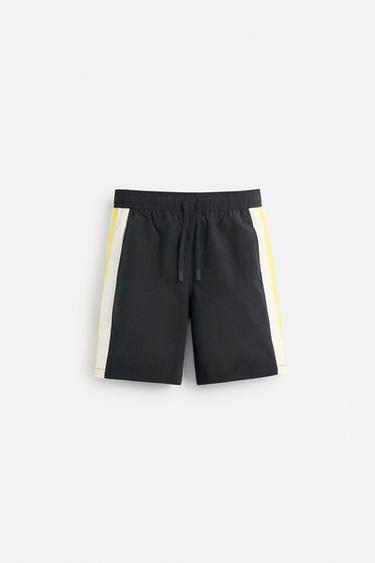 LONG STRIPED SWIMMING TRUNKS - Navy blue by Zara