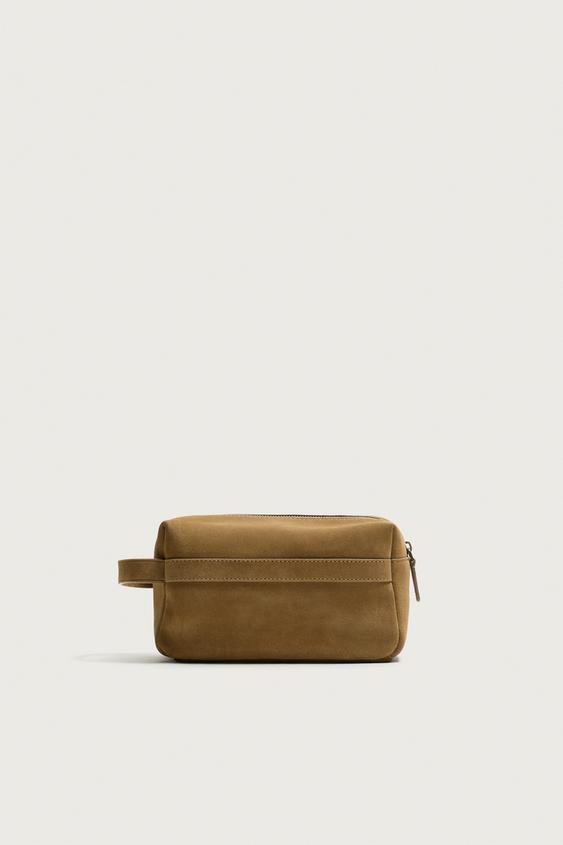 LEATHER TOILETRY BAG - Tobacco Brown by Zara - Image 0