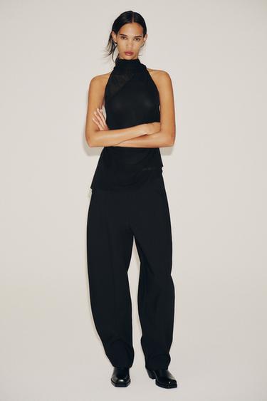 SEMI-SHEER HALTER TOP - Black by Zara