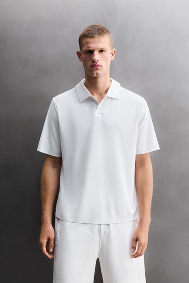TECHNICAL PIQUÉ TEXTURE TRAINING POLO SHIRT - White by Zara