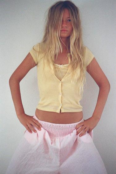 COMBINED BOW TOP - Light yellow by Zara