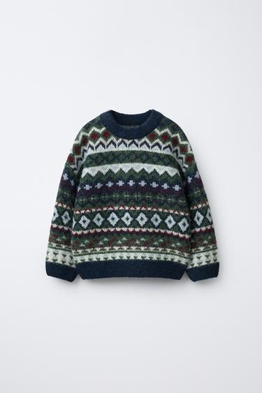 JACQUARD KNIT JUMPER - Blue marl by Zara