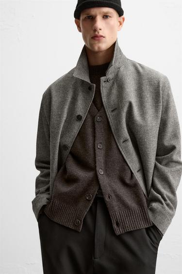 HERRINGBONE OVERSHIRT - Grey by Zara