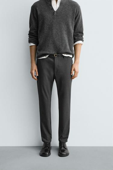 SLIM FIT COMFORT TROUSERS - Anthracite Grey by Zara