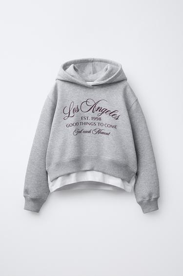 VARSITY DOUBLE HEM HOODIE - Grey marl by Zara - Image 0