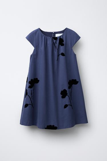 FLORAL FLOCK DRESS - Blue by Zara