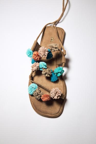 BEADED STRAPPY SANDALS - Multicoloured by Zara